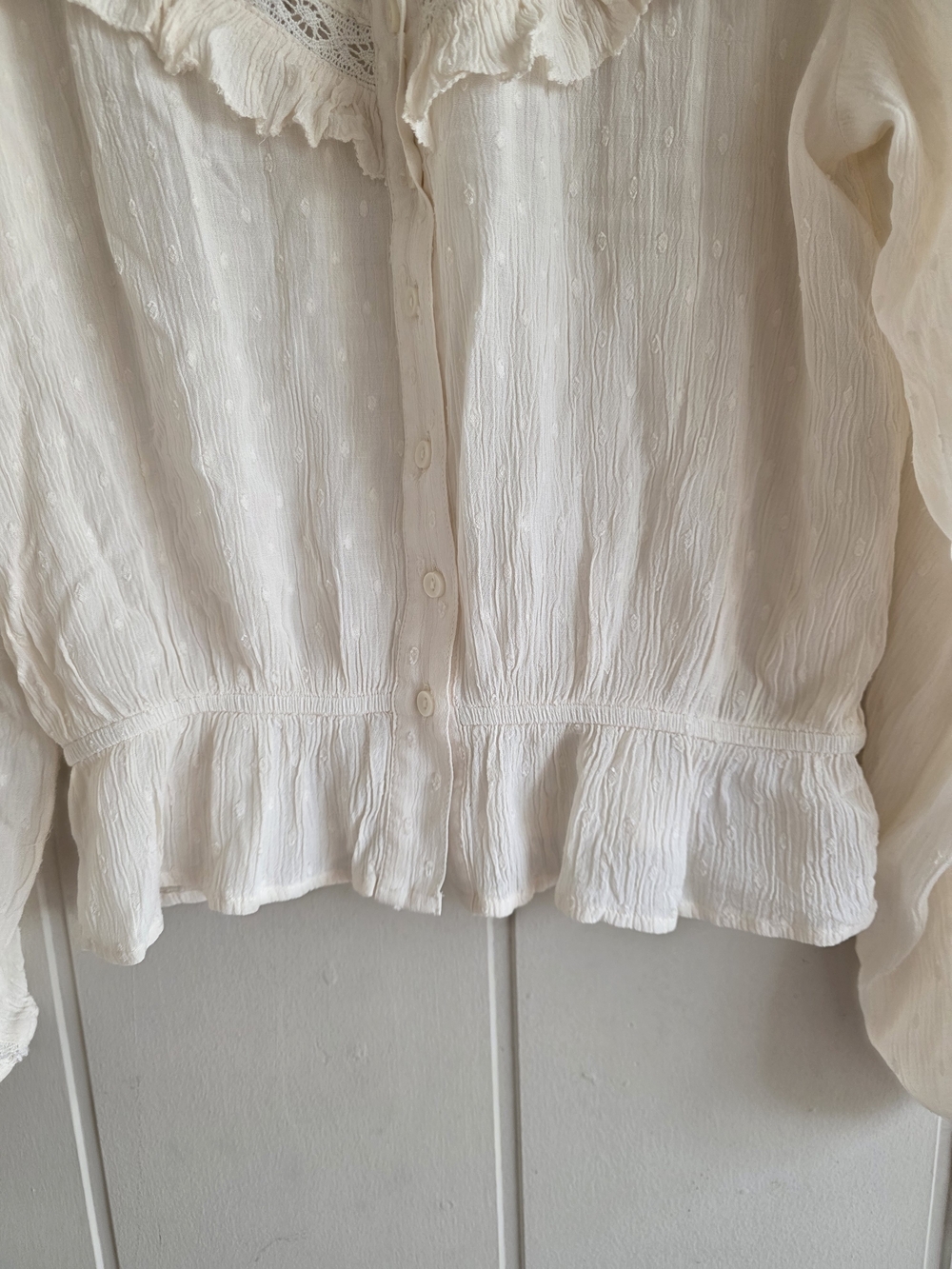 American Eagle Outfitters Peasant Eyelet Button-Front Blouse SZ SMALL NEW BOHO - Picture 5 of 11